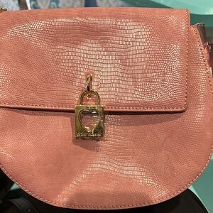 Betsey Johnson Pink Crossbody Bag with Gold Heart Lock